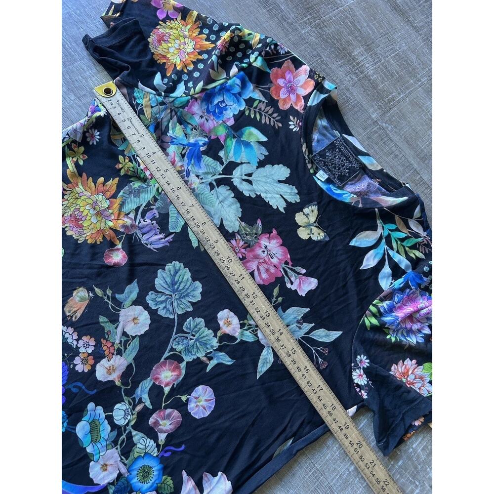 Johnny Was Workshop XL Floral Mesh Top Sheer Boho Layering Tee Butterfly - Picture 6 of 10